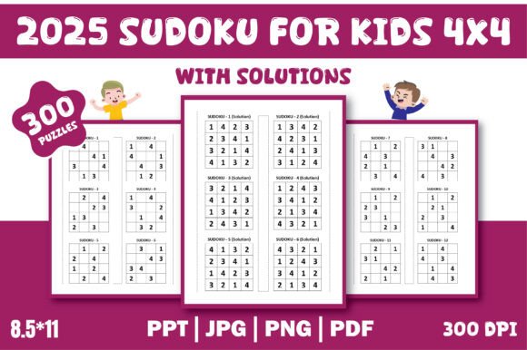 2025 Sudoku Puzzles for Kids 4x4 Grid