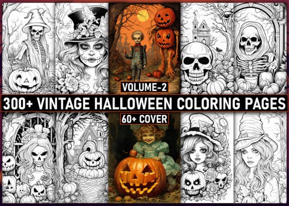 300 Vintage Halloween Coloring Pages