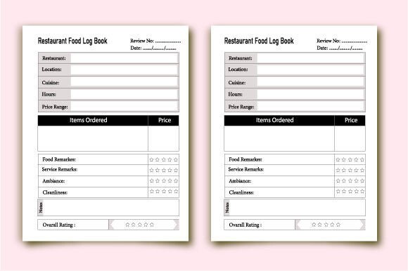 Restaurant Food Log Book for KDP Interio