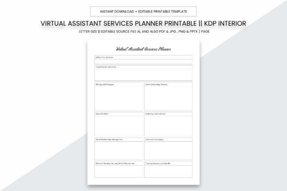 Virtual Assistant Services Planner: A Comprehensive Tool for Organizing Business Operations